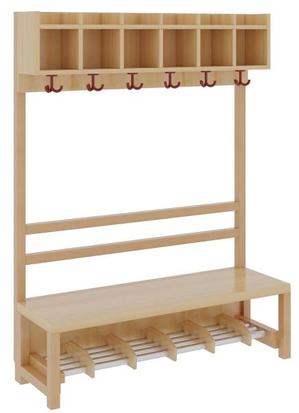 Komplettgarderobe 6 Plätze einfache Ablage, versandkostenfrei